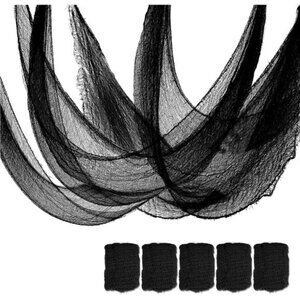 Set of 5 Halloween Creepy Gauze Cloth Decoration, Indoor Outdoor Black Scary